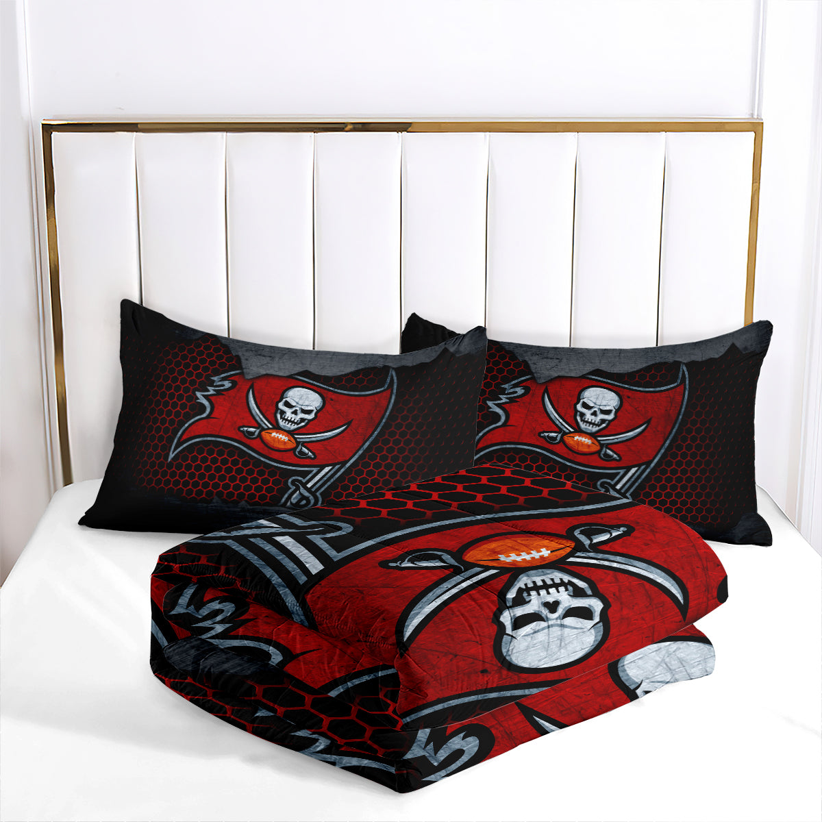 Tampa Bay Rugby Buccaneers Comforter Pillowcases 3PC Sets Blanket All Season Reversible Quilted Duvet