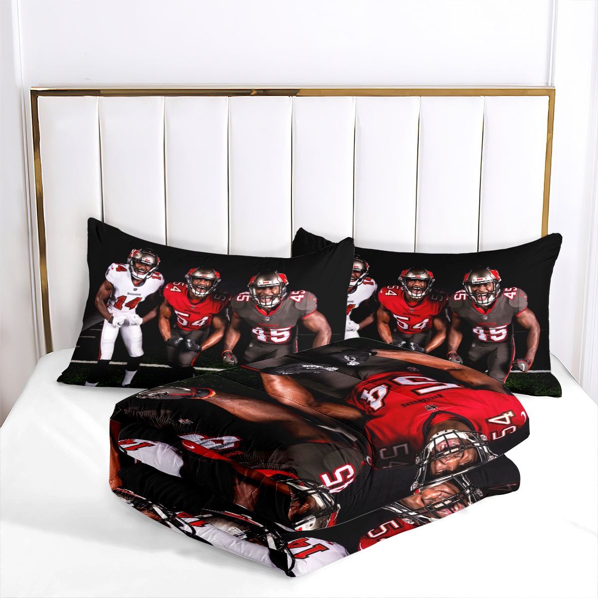 Tampa Bay Rugby Buccaneers Comforter Pillowcases 3PC Sets Blanket All Season Reversible Quilted Duvet