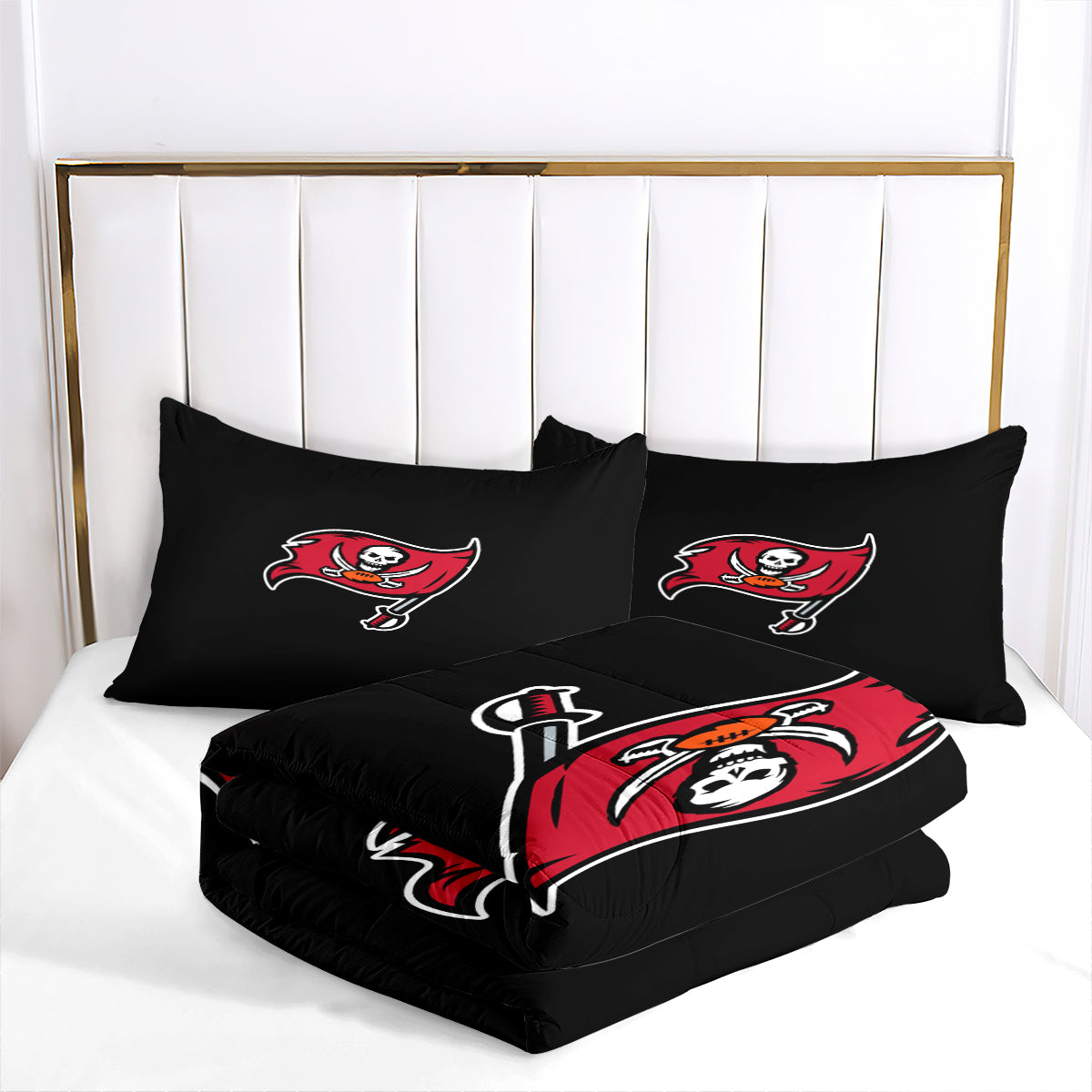 Tampa Bay Rugby Buccaneers Comforter Pillowcases 3PC Sets Blanket All Season Reversible Quilted Duvet
