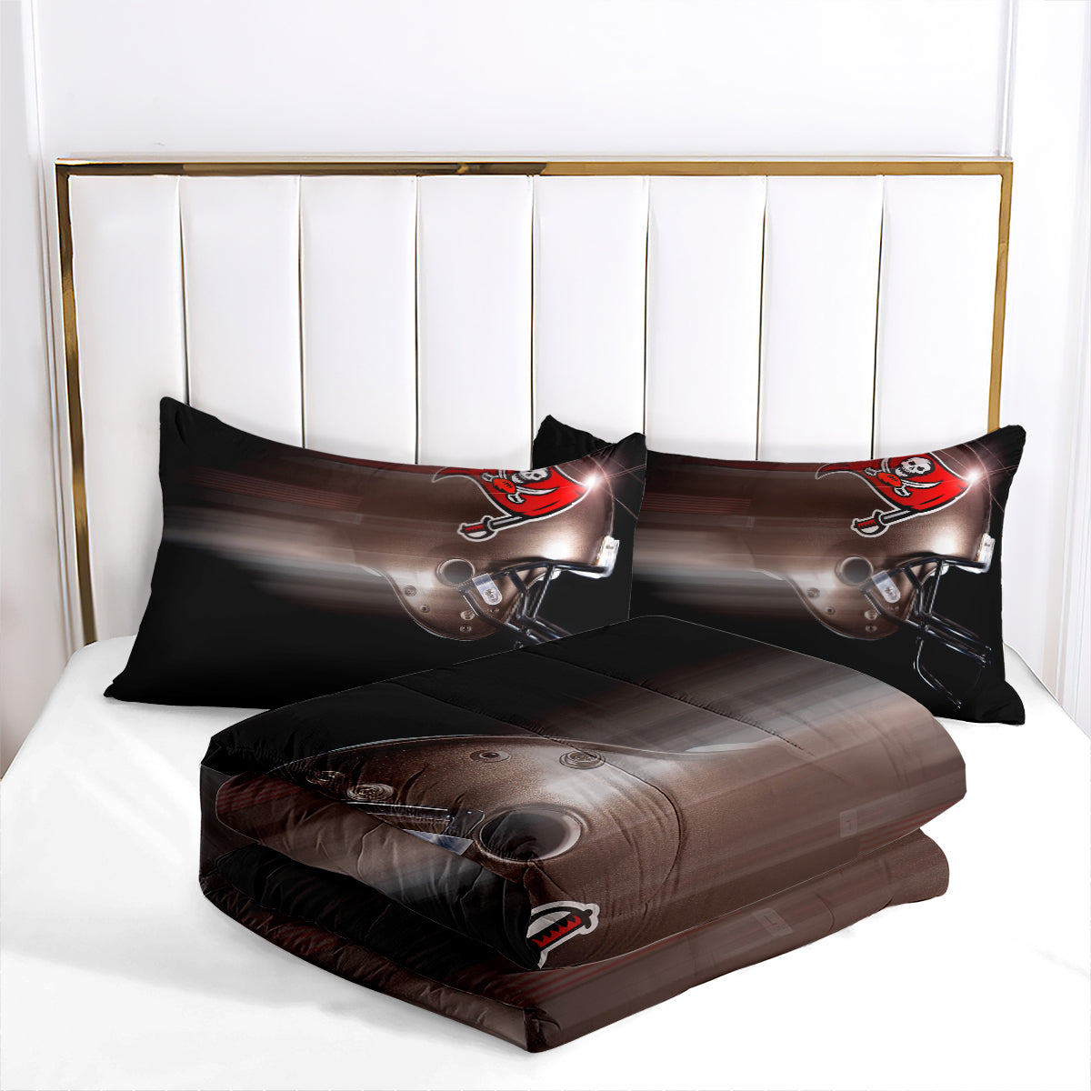 Tampa Bay Rugby Buccaneers Comforter Pillowcases 3PC Sets Blanket All Season Reversible Quilted Duvet