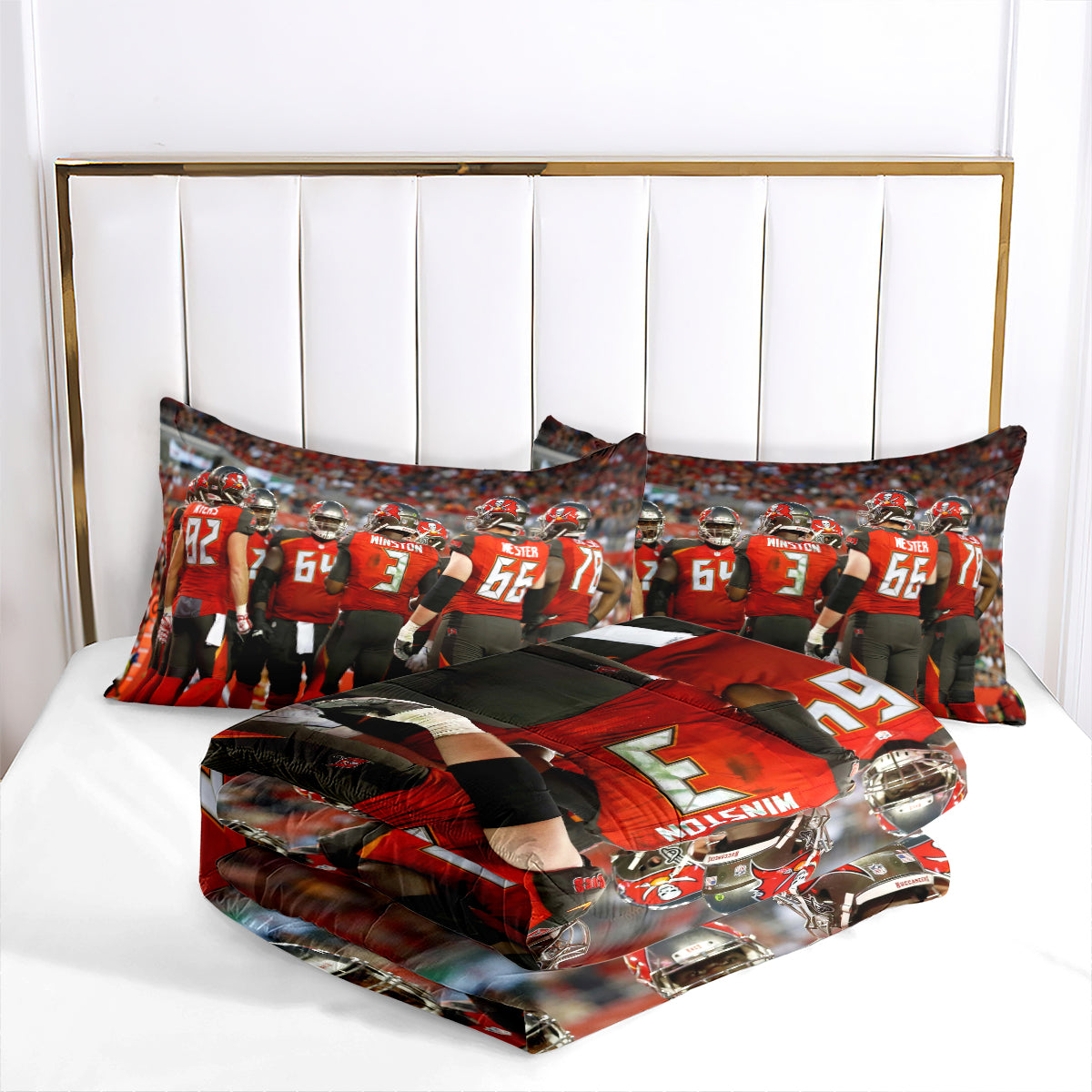 Tampa Bay Rugby Buccaneers Comforter Pillowcases 3PC Sets Blanket All Season Reversible Quilted Duvet