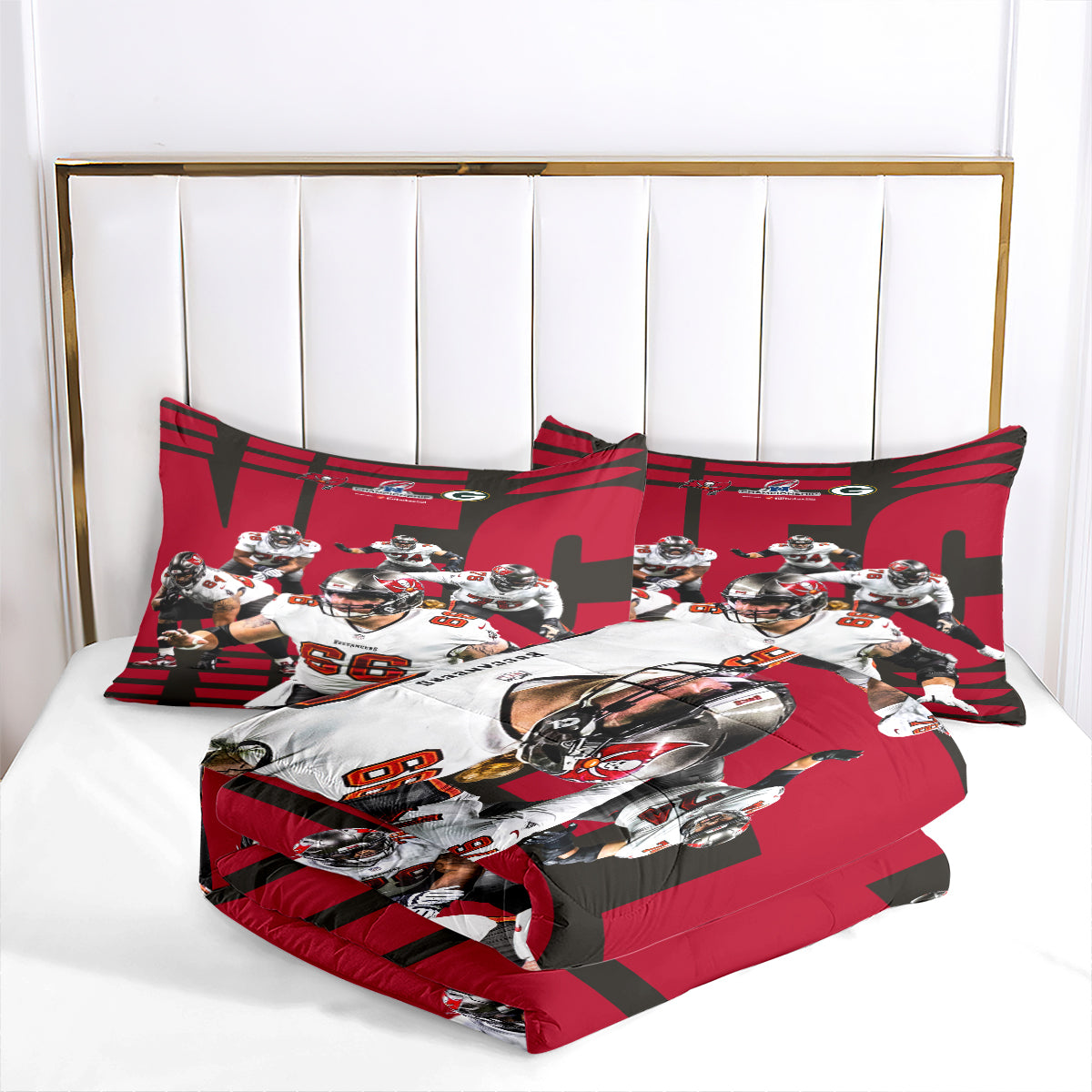 Tampa Bay Rugby Buccaneers Comforter Pillowcases 3PC Sets Blanket All Season Reversible Quilted Duvet