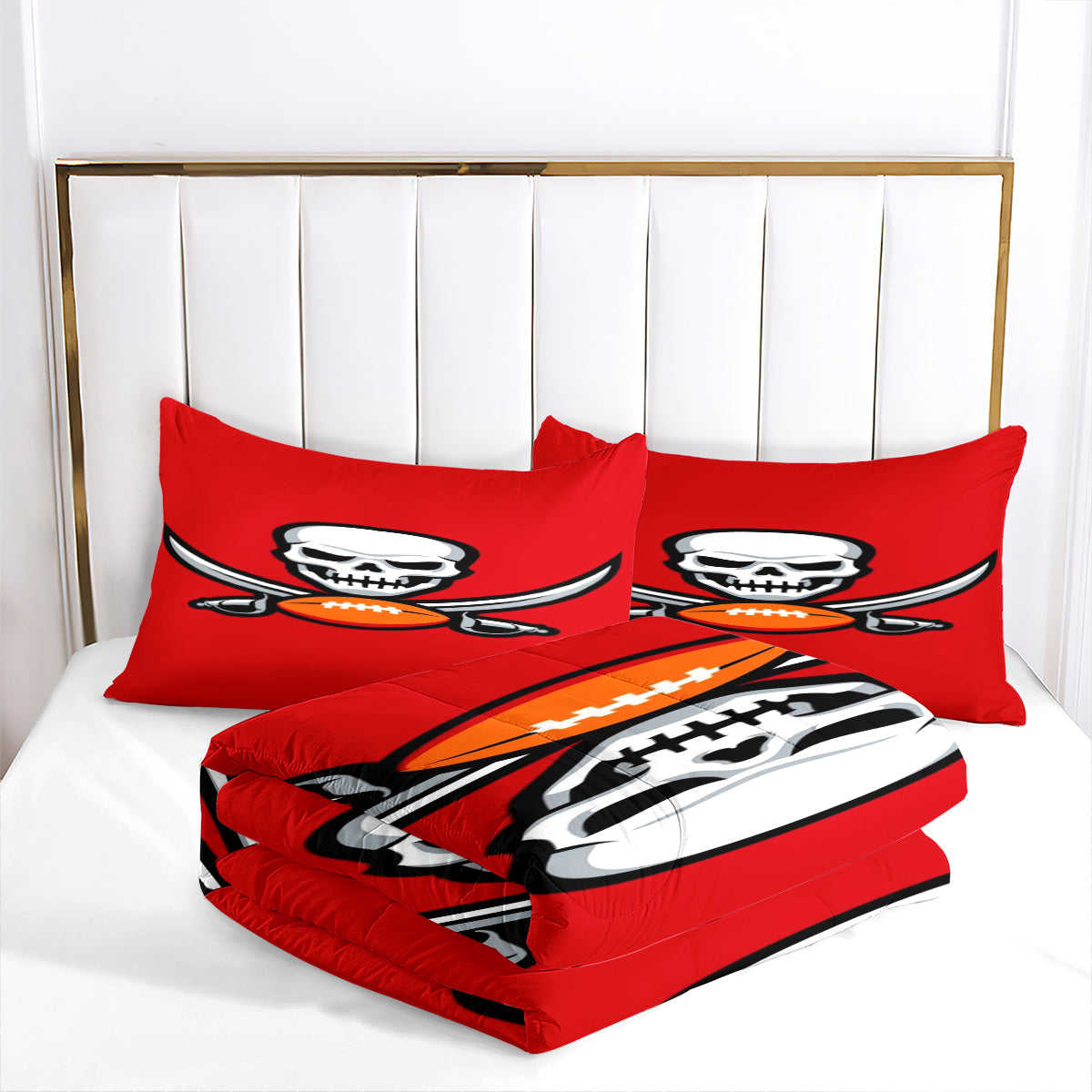 Tampa Bay Rugby Buccaneers Comforter Pillowcases 3PC Sets Blanket All Season Reversible Quilted Duvet