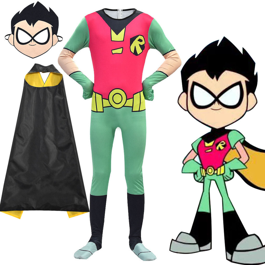 Teen Titans GO Cosplay Costume for Boys Girls Bodysuit Halloween Fancy Jumpsuits