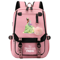 The Princess and the Frog Waterproof Backpack School Notebook Travel Bag USB Charging