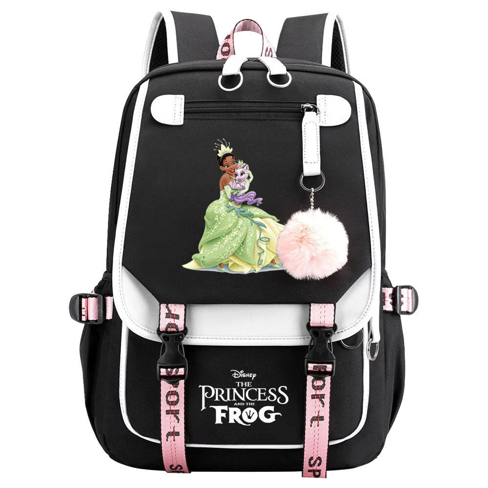 The Princess and the Frog Waterproof Backpack School Notebook Travel Bag USB Charging