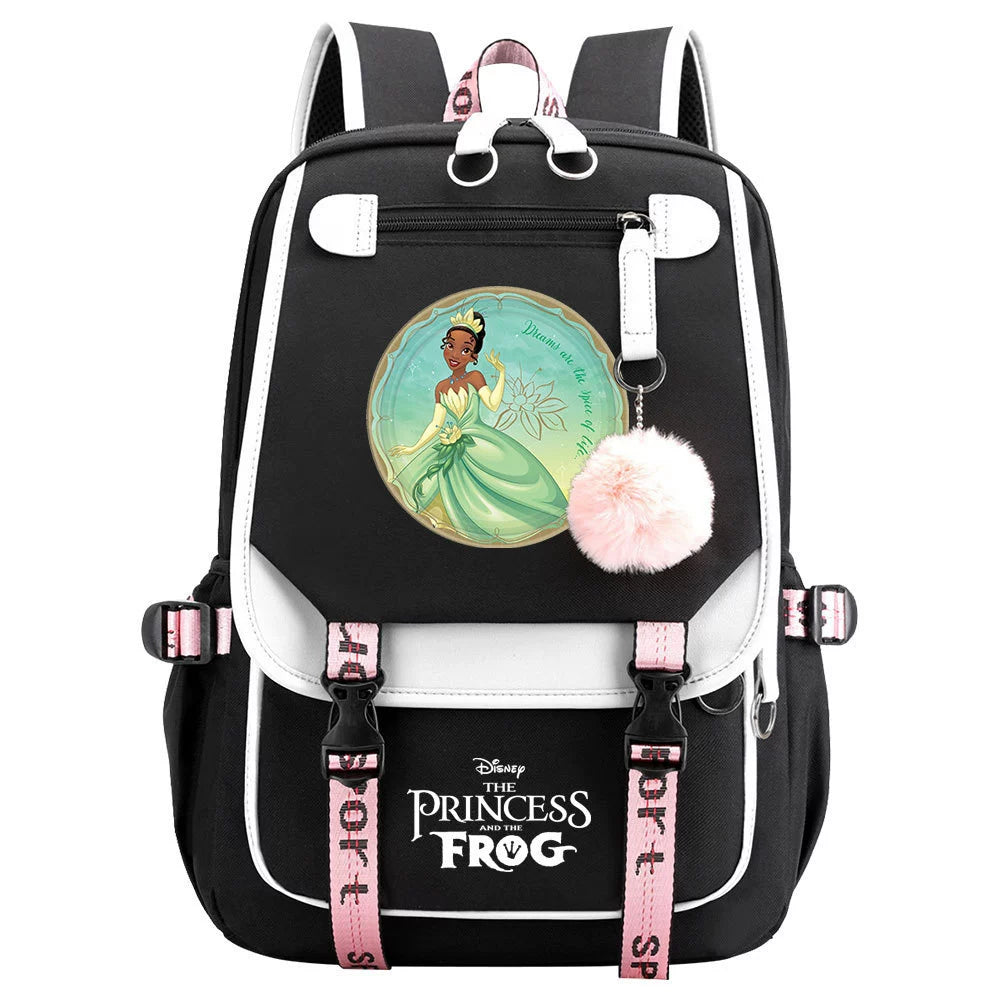 The Princess and the Frog Waterproof Backpack School Notebook Travel Bag USB Charging