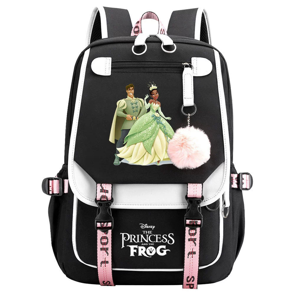 The Princess and the Frog Waterproof Backpack School Notebook Travel Bag USB Charging