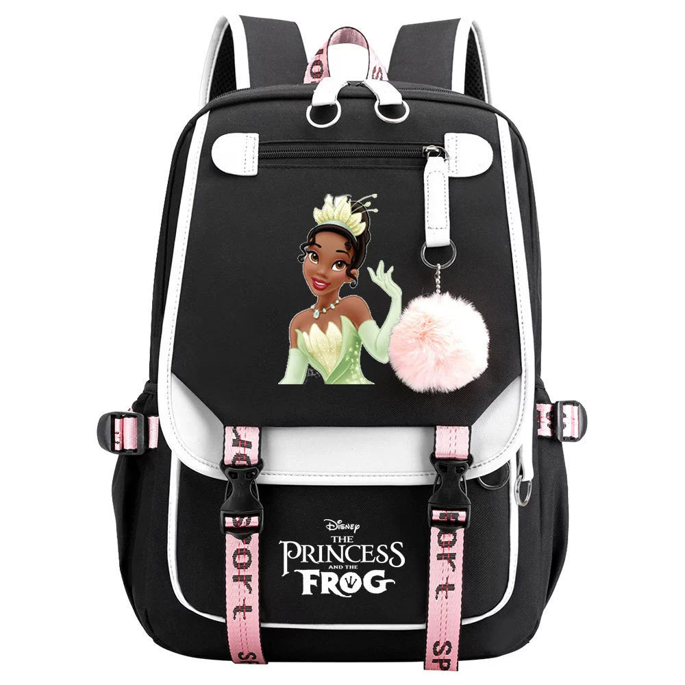 The Princess and the Frog Waterproof Backpack School Notebook Travel Bag USB Charging