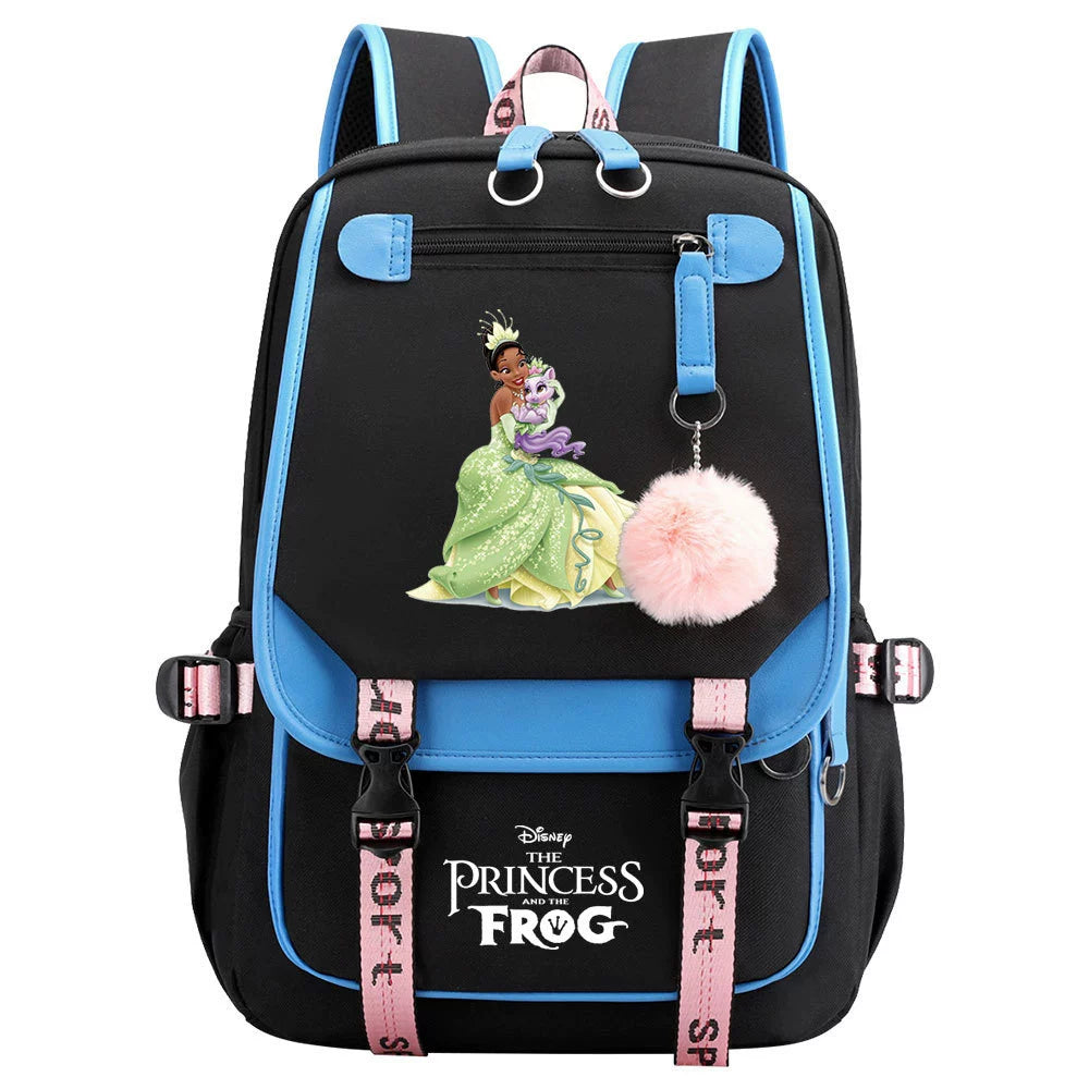 The Princess and the Frog Waterproof Backpack School Notebook Travel Bag USB Charging