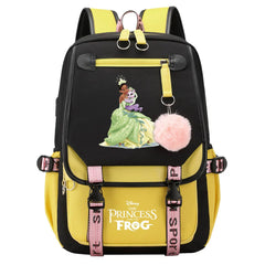 The Princess and the Frog Waterproof Backpack School Notebook Travel Bag USB Charging