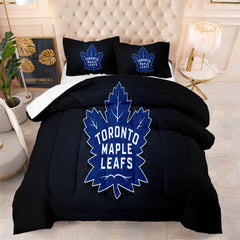Toronto Hockey Maple Leafs Comforter Pillowcases 3PC Sets Blanket All Season Reversible Quilted Duvet