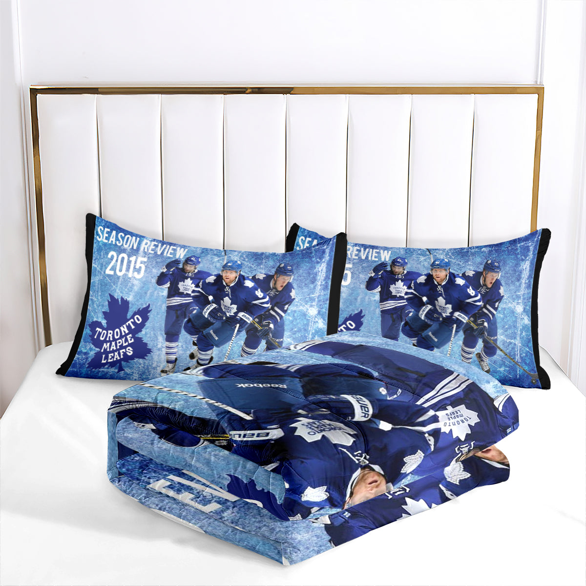 Toronto Hockey Maple Leafs Comforter Pillowcases 3PC Sets Blanket All Season Reversible Quilted Duvet