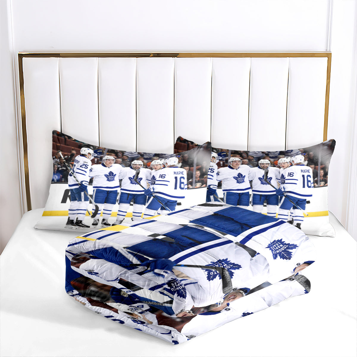 Toronto Hockey Maple Leafs Comforter Pillowcases 3PC Sets Blanket All Season Reversible Quilted Duvet