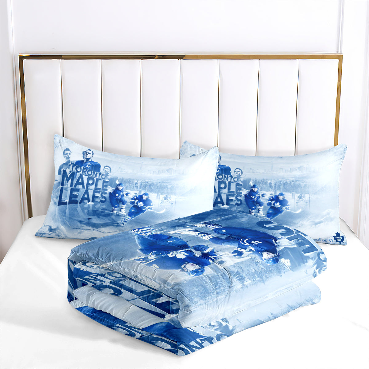 Toronto Hockey Maple Leafs Comforter Pillowcases 3PC Sets Blanket All Season Reversible Quilted Duvet