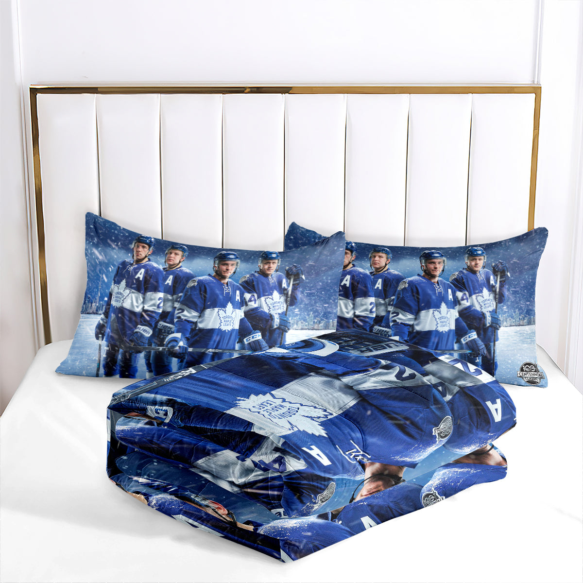 Toronto Hockey Maple Leafs Comforter Pillowcases 3PC Sets Blanket All Season Reversible Quilted Duvet