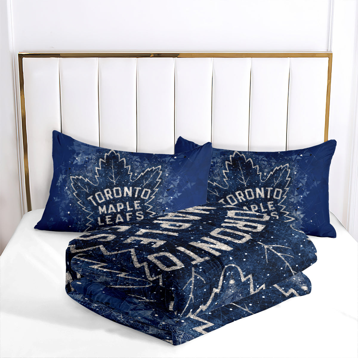 Toronto Hockey Maple Leafs Comforter Pillowcases 3PC Sets Blanket All Season Reversible Quilted Duvet