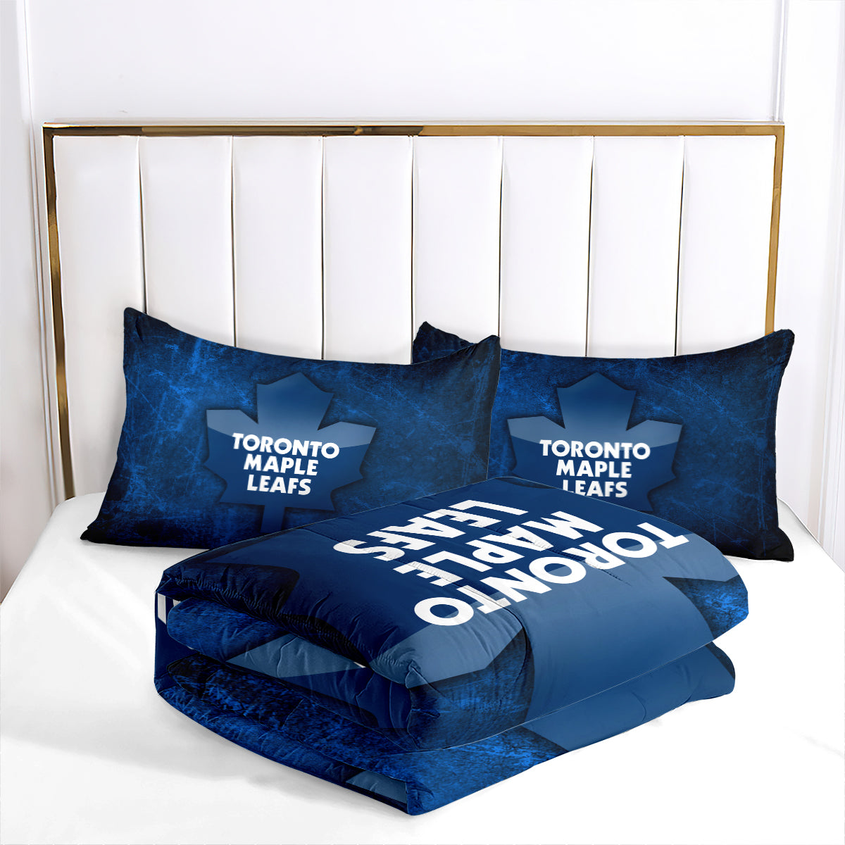 Toronto Hockey Maple Leafs Comforter Pillowcases 3PC Sets Blanket All Season Reversible Quilted Duvet