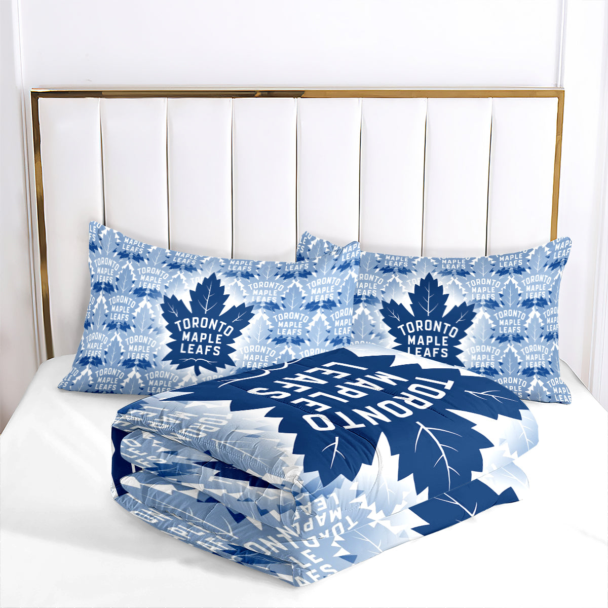 Toronto Hockey Maple Leafs Comforter Pillowcases 3PC Sets Blanket All Season Reversible Quilted Duvet
