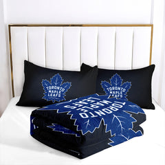 Toronto Hockey Maple Leafs Comforter Pillowcases 3PC Sets Blanket All Season Reversible Quilted Duvet