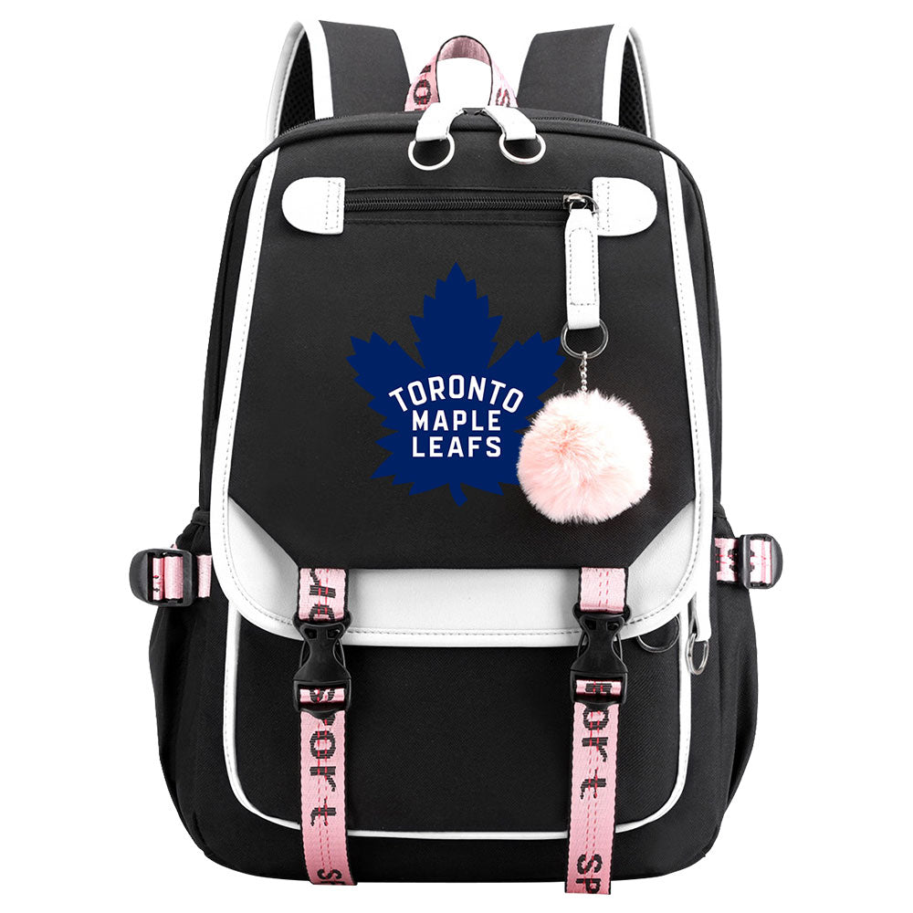 Toronto Maple Leafs Hockey League Waterproof Backpack School Notebook Travel Bag USB Charging
