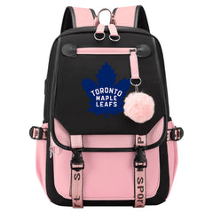 Toronto Maple Leafs Hockey League Waterproof Backpack School Notebook Travel Bag USB Charging