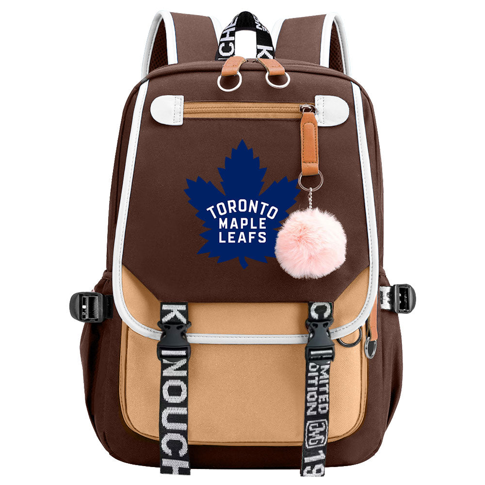 Toronto Maple Leafs Hockey League Waterproof Backpack School Notebook Travel Bag USB Charging