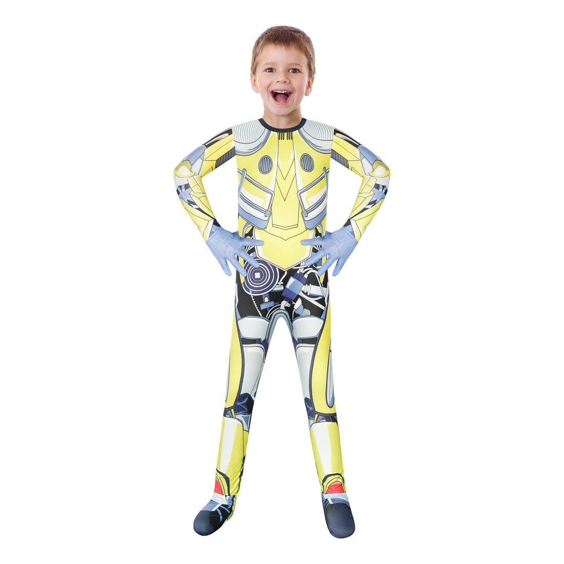 Transformers Bumblebee Cosplay Costume with Mask Boys Girls Bodysuit Halloween Fancy Jumpsuits