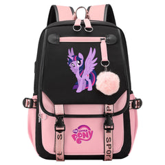 My Little Pony Twilight Sparkle Waterproof Backpack School Notebook Travel Bag USB Charging