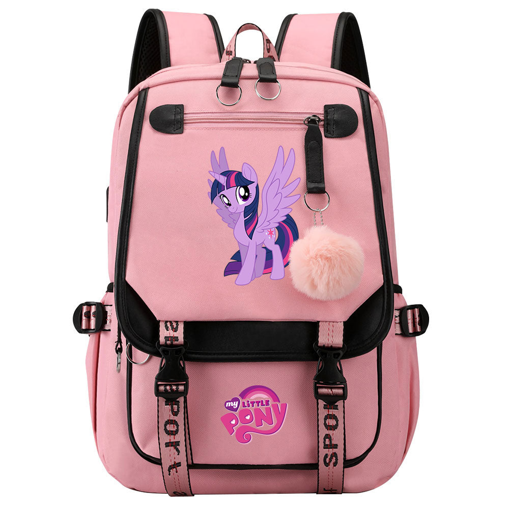 My Little Pony Twilight Sparkle Waterproof Backpack School Notebook Travel Bag USB Charging