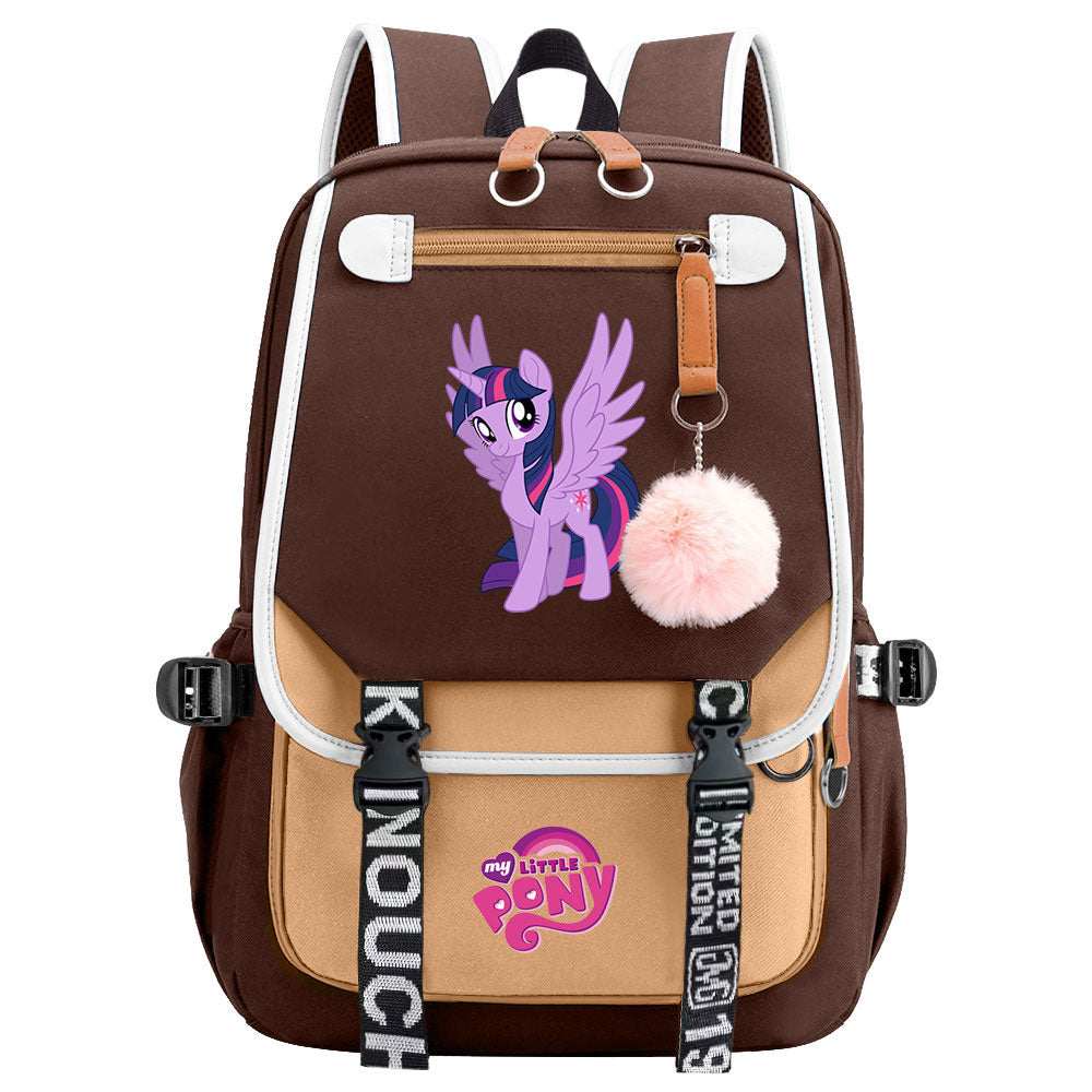 My Little Pony Twilight Sparkle Waterproof Backpack School Notebook Travel Bag USB Charging
