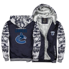 Vancouver Canucks Hockey Team Unisex Lined Hoodie Fleece Sweatshirt Full Zipper Hooded Thicken Jacket