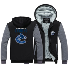 Vancouver Canucks Hockey Team Unisex Lined Hoodie Fleece Sweatshirt Full Zipper Hooded Thicken Jacket