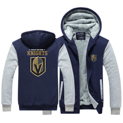 Vegas Golden Knights Hockey Team Unisex Lined Hoodie Fleece Sweatshirt Full Zipper Hooded Thicken Jacket