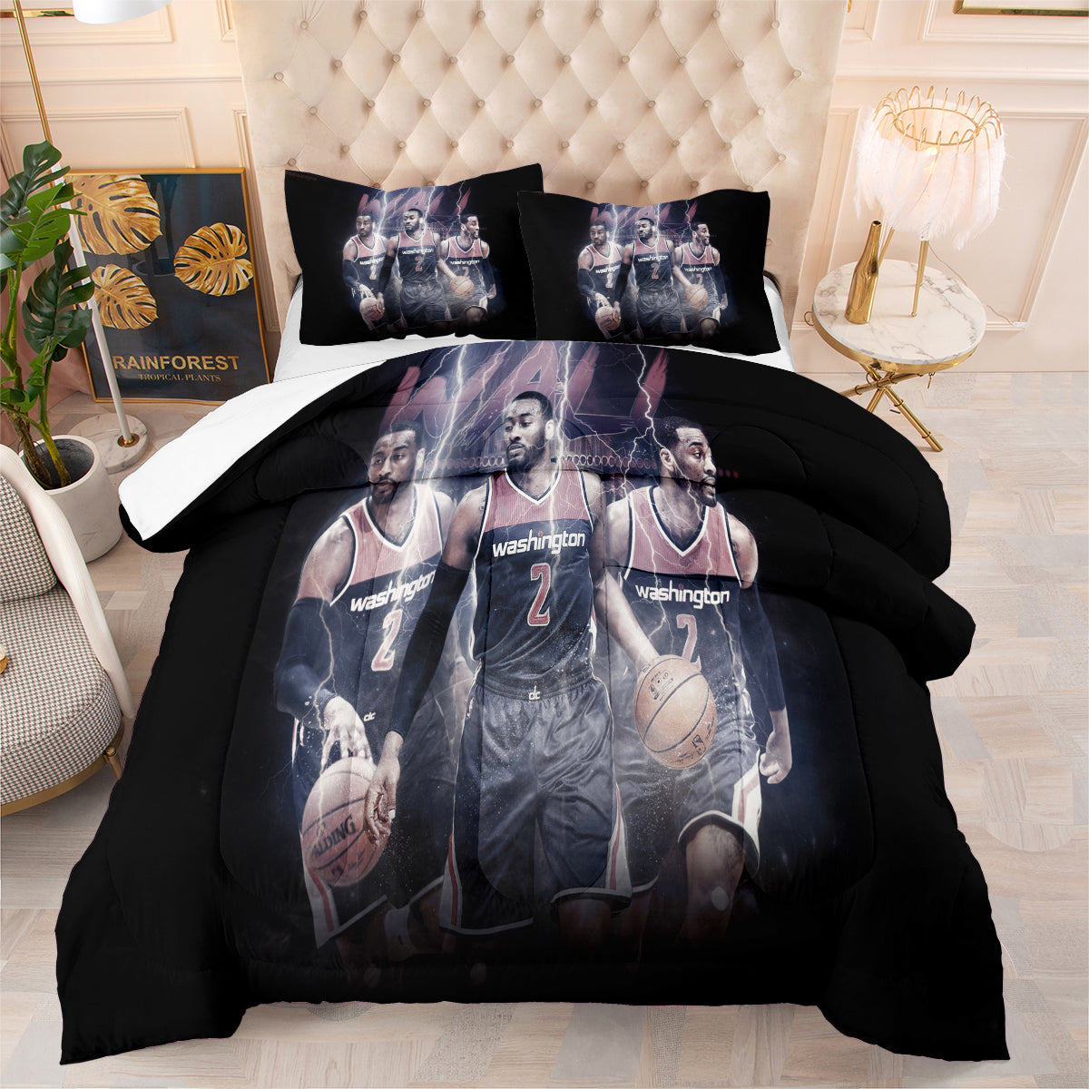 Washington Basketball Wizards Comforter Pillowcases 3PC Sets Blanket All Season Reversible Quilted Duvet