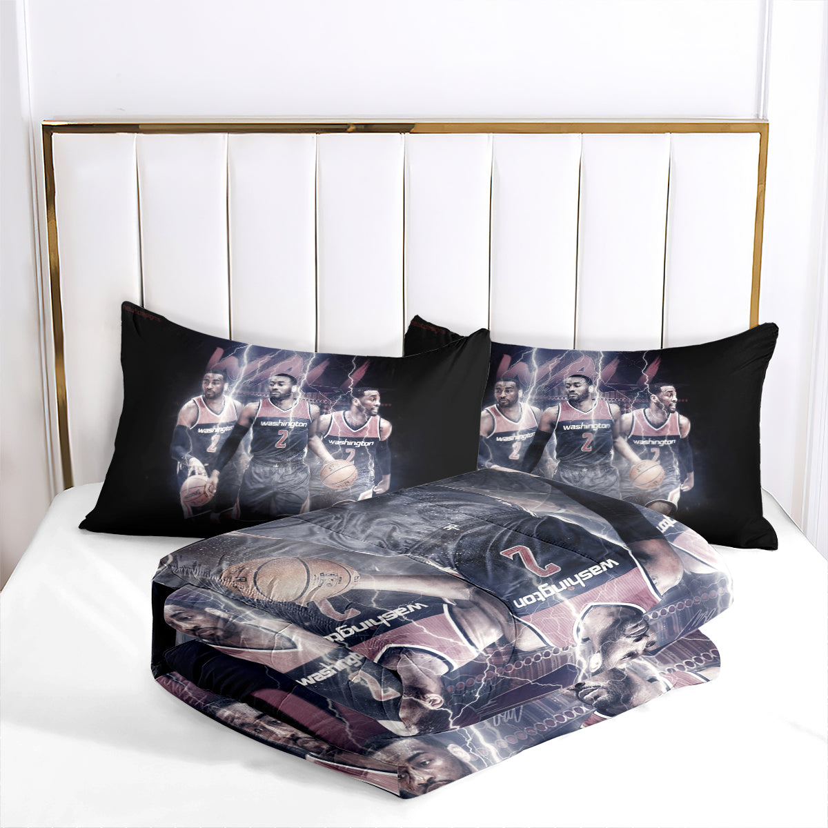 Washington Basketball Wizards Comforter Pillowcases 3PC Sets Blanket All Season Reversible Quilted Duvet