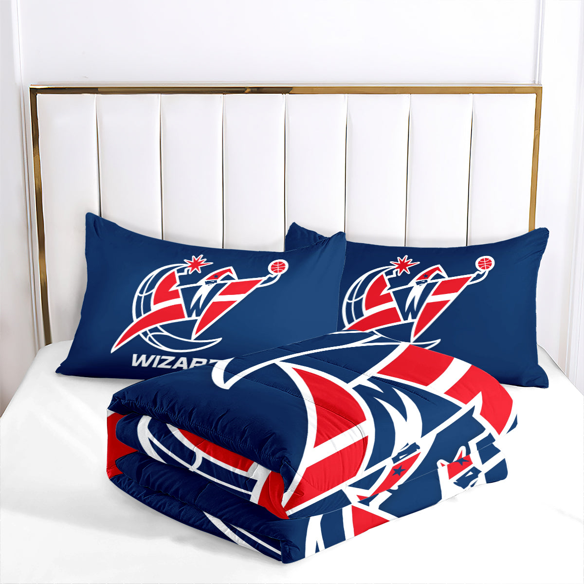 Washington Basketball Wizards Comforter Pillowcases 3PC Sets Blanket All Season Reversible Quilted Duvet