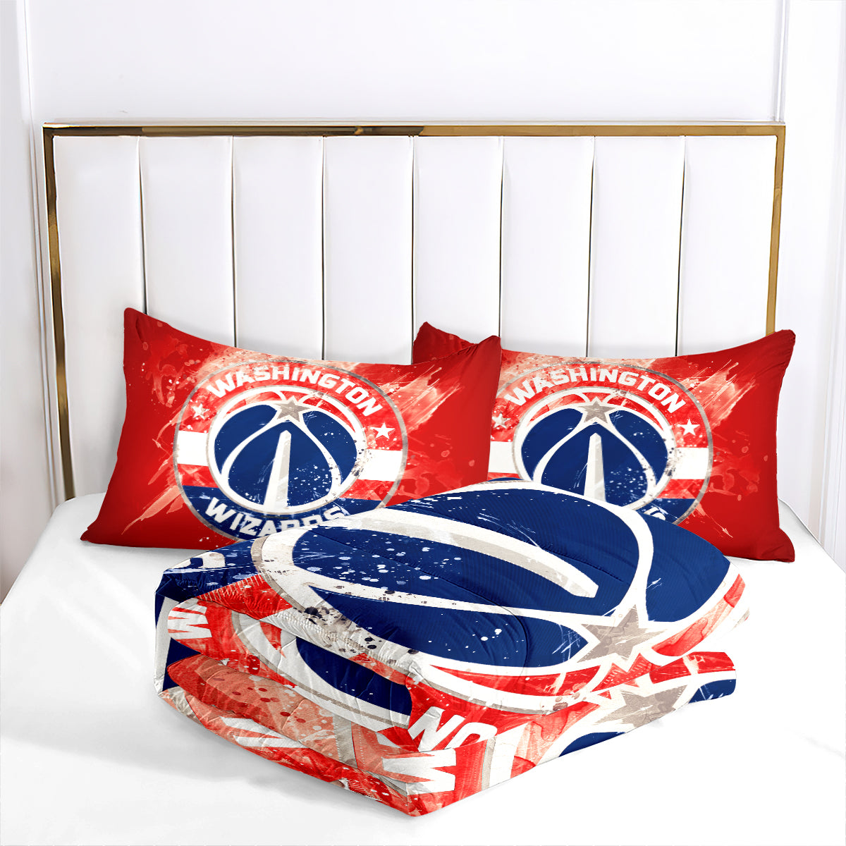 Washington Basketball Wizards Comforter Pillowcases 3PC Sets Blanket All Season Reversible Quilted Duvet