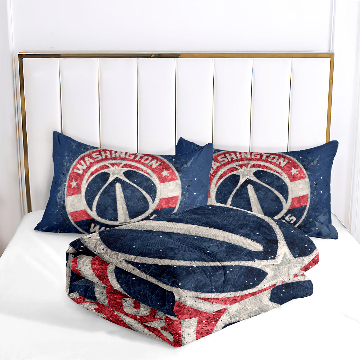 Washington Basketball Wizards Comforter Pillowcases 3PC Sets Blanket All Season Reversible Quilted Duvet