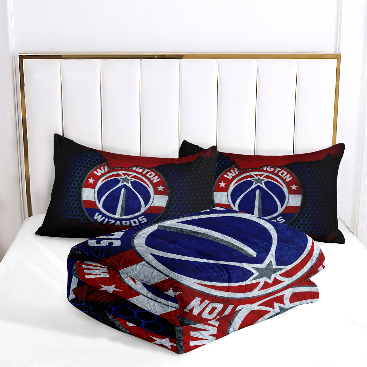 Washington Basketball Wizards Comforter Pillowcases 3PC Sets Blanket All Season Reversible Quilted Duvet