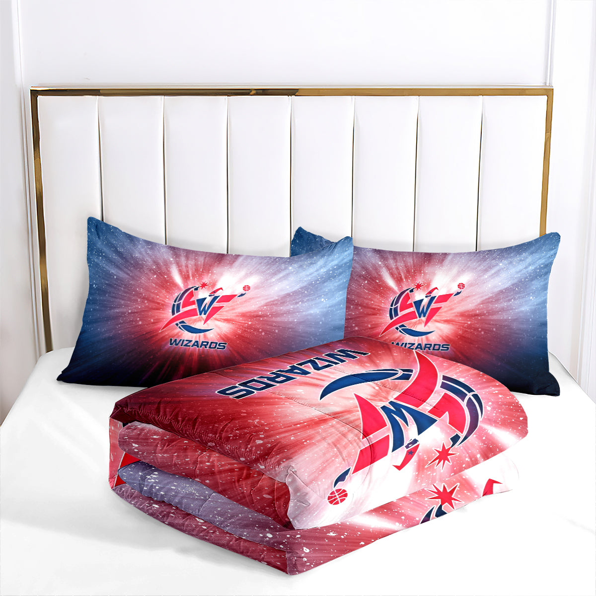 Washington Basketball Wizards Comforter Pillowcases 3PC Sets Blanket All Season Reversible Quilted Duvet