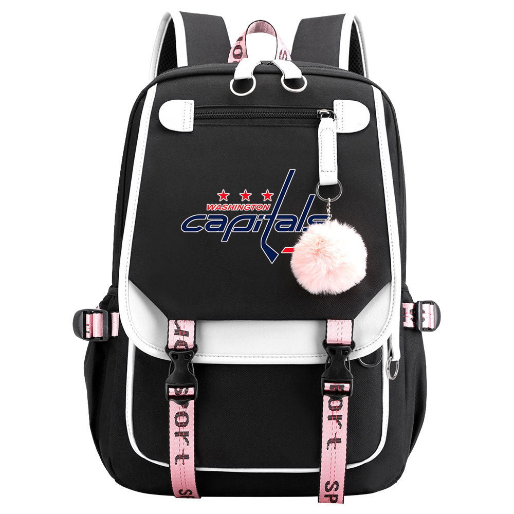 Washington Capitals Hockey League Waterproof Backpack School Notebook Travel Bag USB Charging