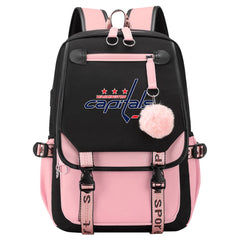 Washington Capitals Hockey League Waterproof Backpack School Notebook Travel Bag USB Charging