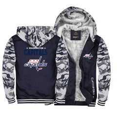 Washington Capitals Jackets Hockey Team Unisex Lined Hoodie Fleece Sweatshirt Full Zipper Hooded Thicken Jacket