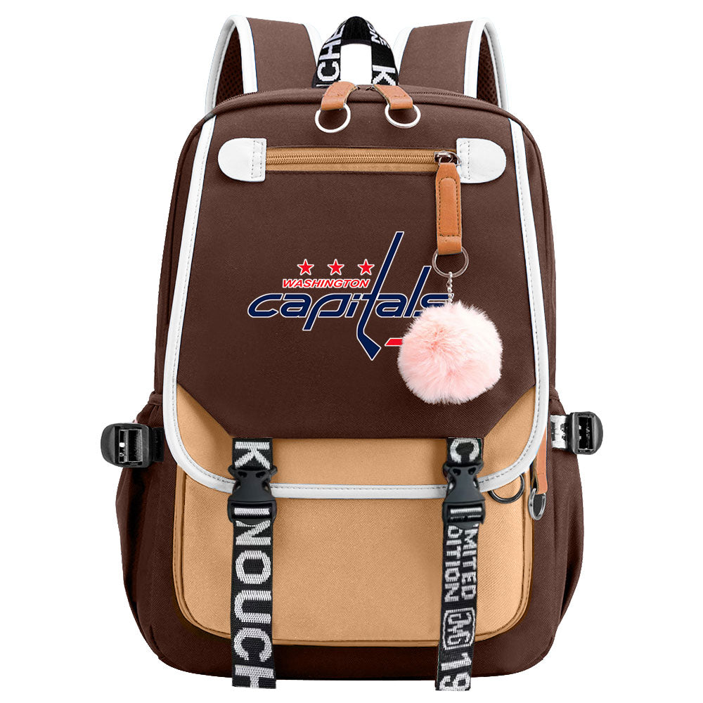 Washington Capitals Hockey League Waterproof Backpack School Notebook Travel Bag USB Charging