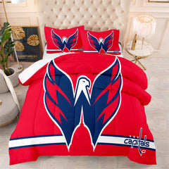 Washington Hockey Capitals Comforter Pillowcases 3PC Sets Blanket All Season Reversible Quilted Duvet