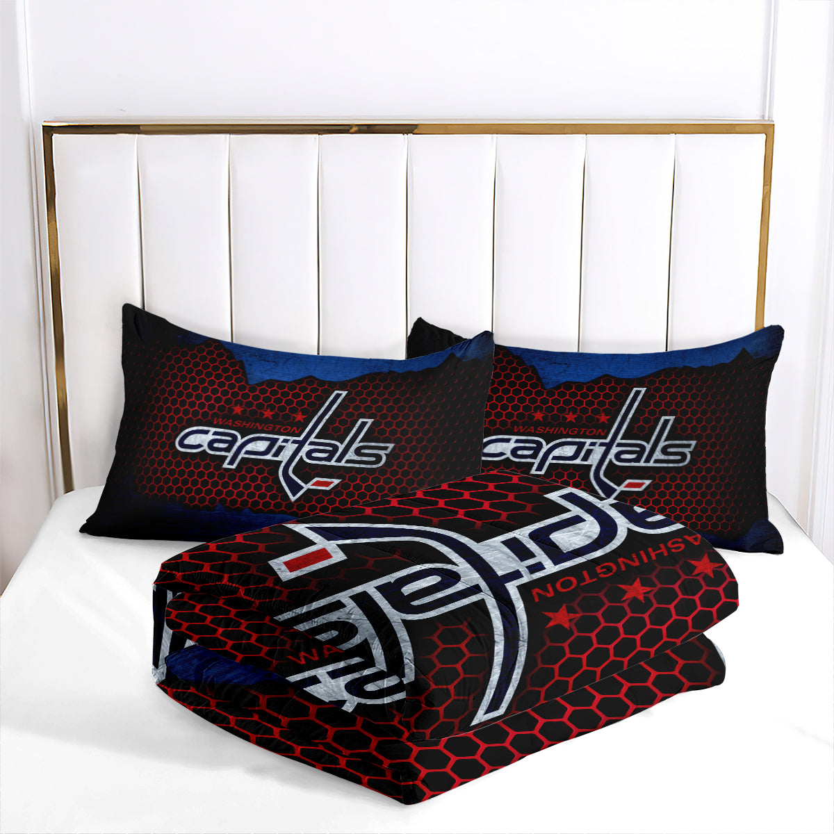Washington Hockey Capitals Comforter Pillowcases 3PC Sets Blanket All Season Reversible Quilted Duvet