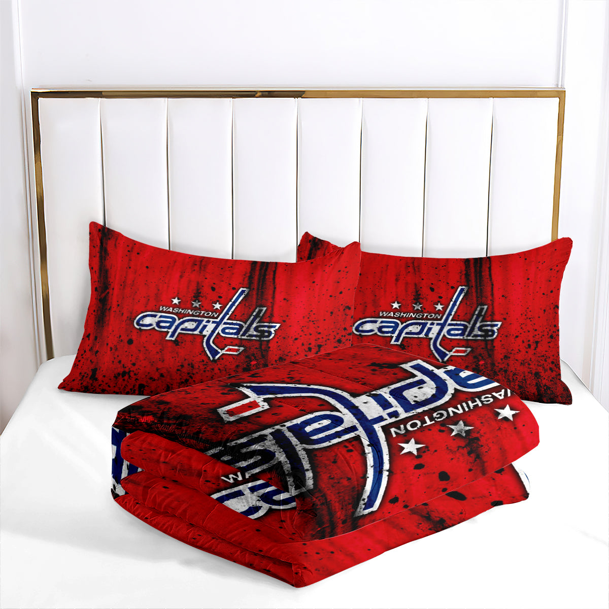 Washington Hockey Capitals Comforter Pillowcases 3PC Sets Blanket All Season Reversible Quilted Duvet