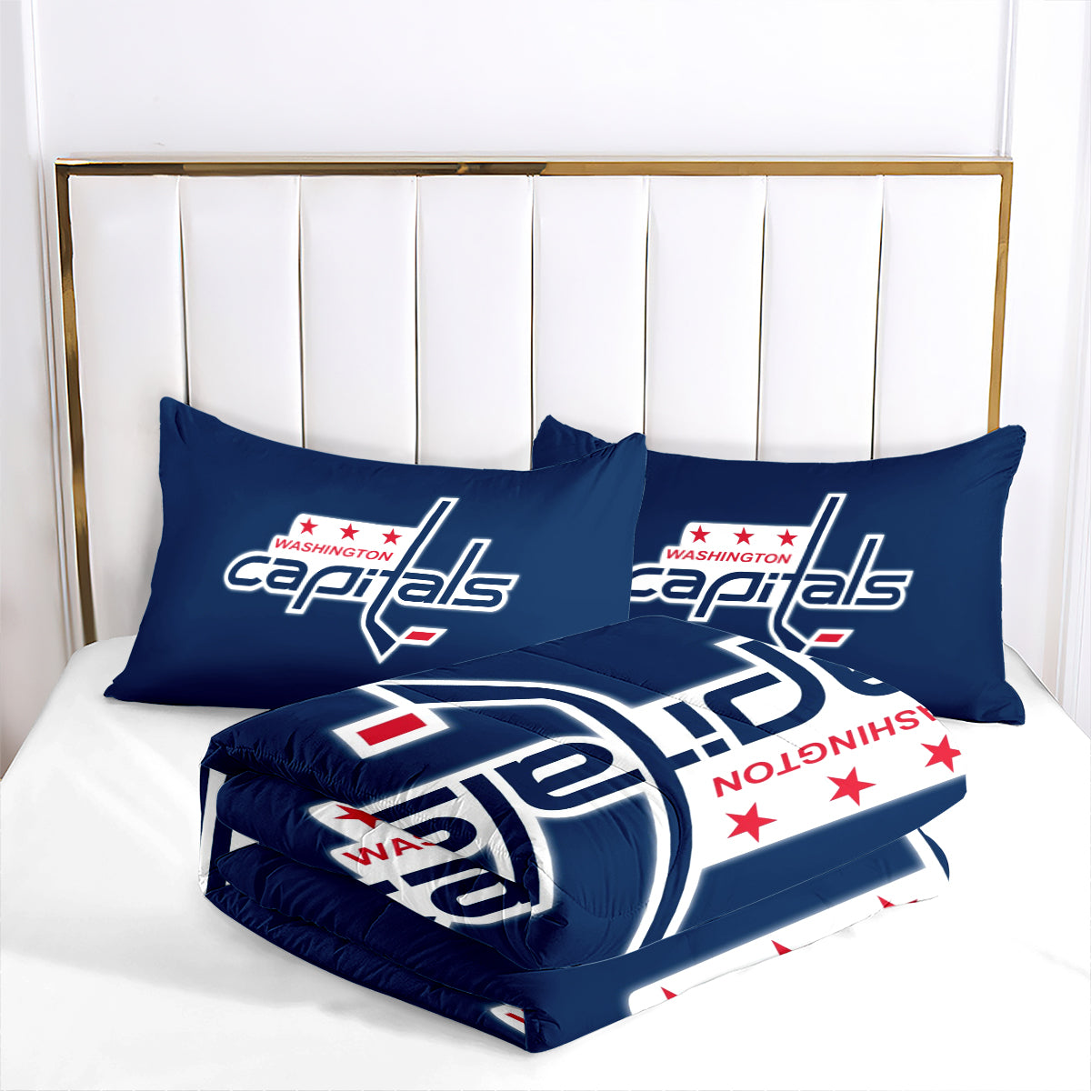 Washington Hockey Capitals Comforter Pillowcases 3PC Sets Blanket All Season Reversible Quilted Duvet