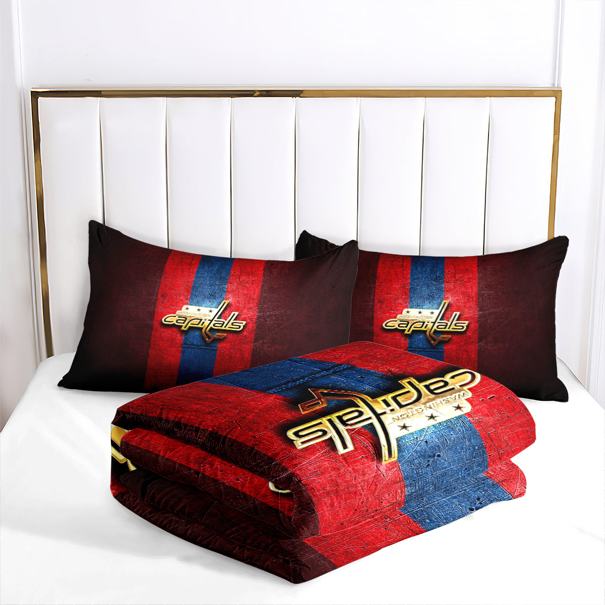Washington Hockey Capitals Comforter Pillowcases 3PC Sets Blanket All Season Reversible Quilted Duvet